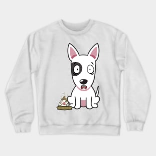 Funny bull terrier steps on a dirty diaper Crewneck Sweatshirt